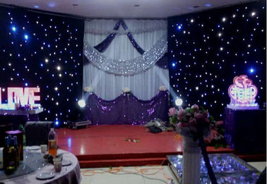 Decoración incombustible de la etapa del fondo de los acontecimientos de la cortina del paño de la estrella del terciopelo LED