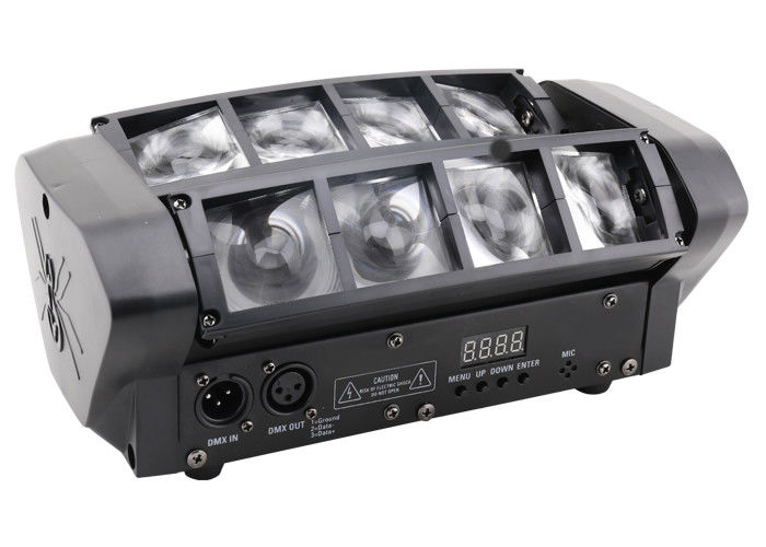 8 ojos Rgbw 4 en 1 llevaron las luces de la etapa del disco del haz que movían la vivienda plástica negra principal