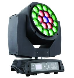 Rotación ligera principal móvil de Rgbw 19 *1 5W LED con grado del ángulo 4 a 60 del enfoque